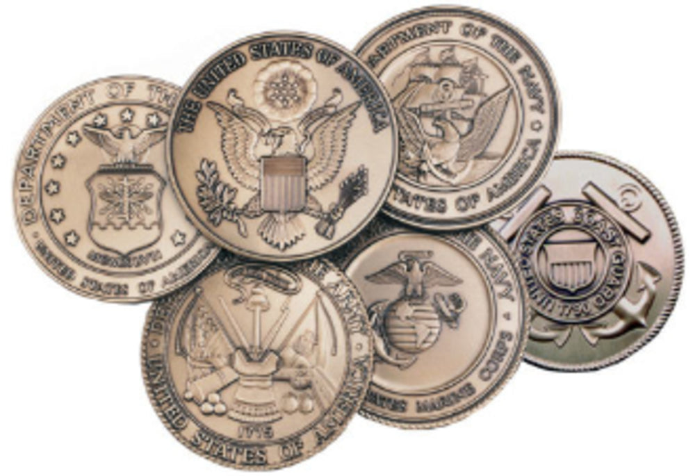 Military Service Medallions in Solid Brass Set of 6 Medallions., , The Military Gift Store, coin