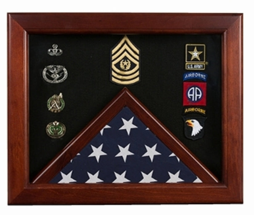 Military Flag medal display case, Mahogany wood for 3x5 flag!, , The Military Gift Store, Military Document Cases