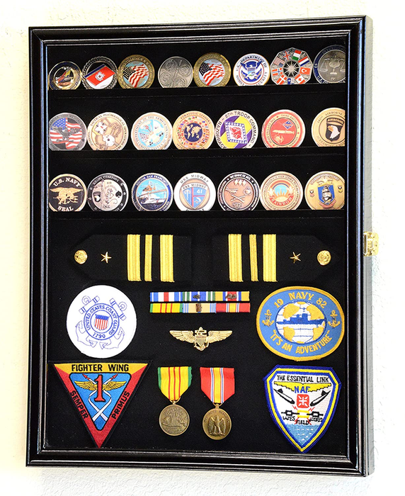 Challenge Coin/Medals/Pins/Badges/Ribbons/Insignia/Buttons Chips Combo Display Case Box, Challenge Coin/Medals/Buttons Chips Combo Display Case Box, The Military Gift Store, American Flag Frames (43)