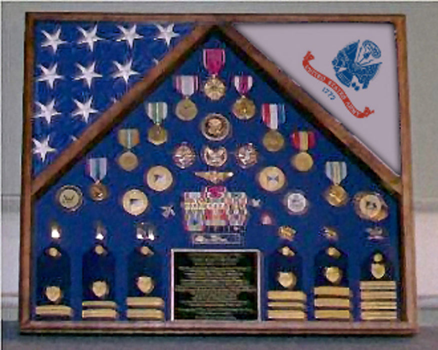 Army 2 Flag Shadow Box/Display Case, Military Gifts - The Military Gift Store