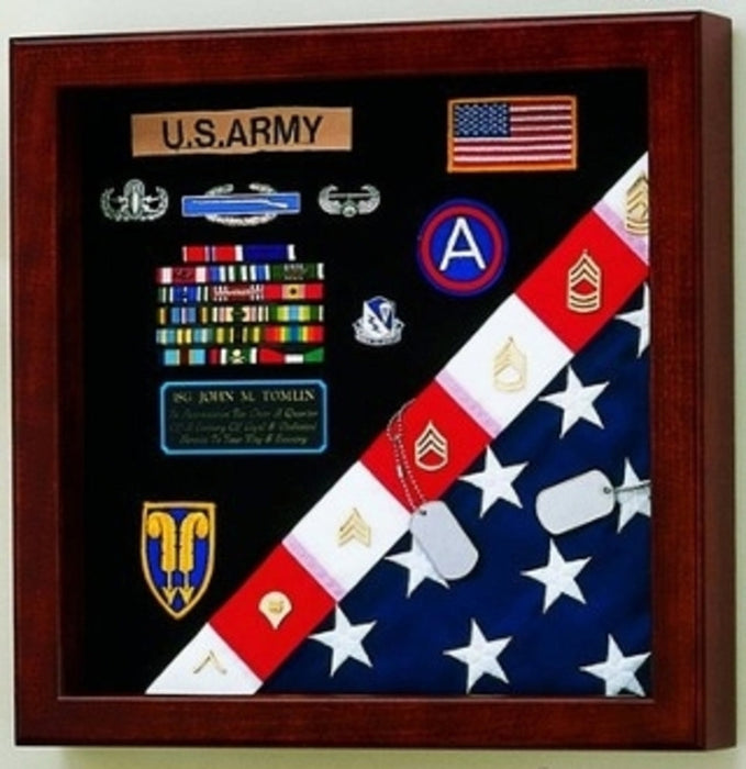 Flag Medals Display Case American Made., , The Military Gift Store, Flag and Medal Display Cases