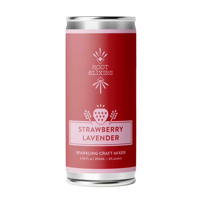 Root Elixirs Sparkling Strawberry Lavender Premium Cocktail Mixer- 8 Cans 7.5 oz by Farm2Me