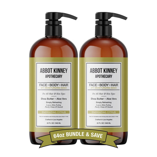 2 PACK - Men's 3-in-1 Moisturizing Shampoo, Conditioner, and Body Wash - Energizing Citrus 32oz by Abbot Kinney Apothecary Men's Grooming Los Angeles Brands