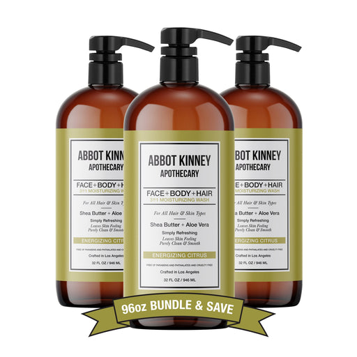 3 PACK - Men's 3-in-1 Moisturizing Shampoo, Conditioner, and Body Wash - Energizing Citrus 32oz by Abbot Kinney Apothecary Men's Grooming Los Angeles Brands