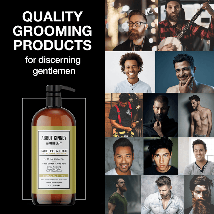 3 PACK - Men's 3-in-1 Moisturizing Shampoo, Conditioner, and Body Wash - Energizing Citrus 32oz by Abbot Kinney Apothecary Men's Grooming Los Angeles Brands