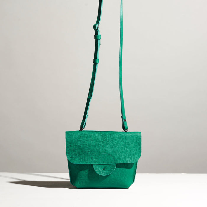 green turquoise leather cross body bag classy elegant artsy unique look made by hand in portland maine