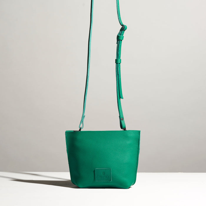 green turquoise leather cross body bag classy elegant artsy unique look made by hand in portland maine