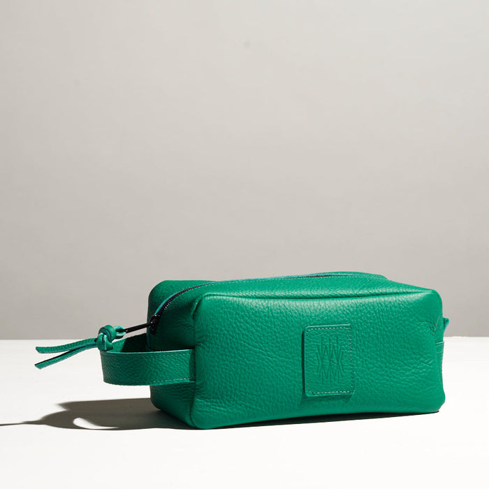 turquoise leather dopp kit made. by hand in portland maine