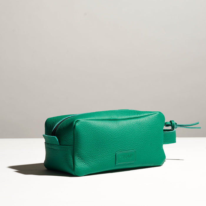 green turquoise leather dopp kit classy elegant artsy unique look made by hand in portland maine