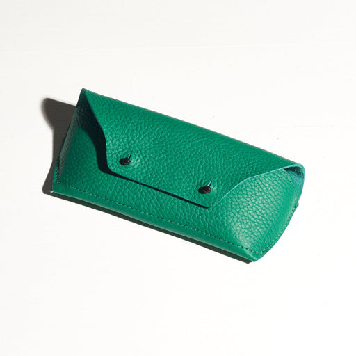 green turquoise lether glasses holder made by hand in portland maine