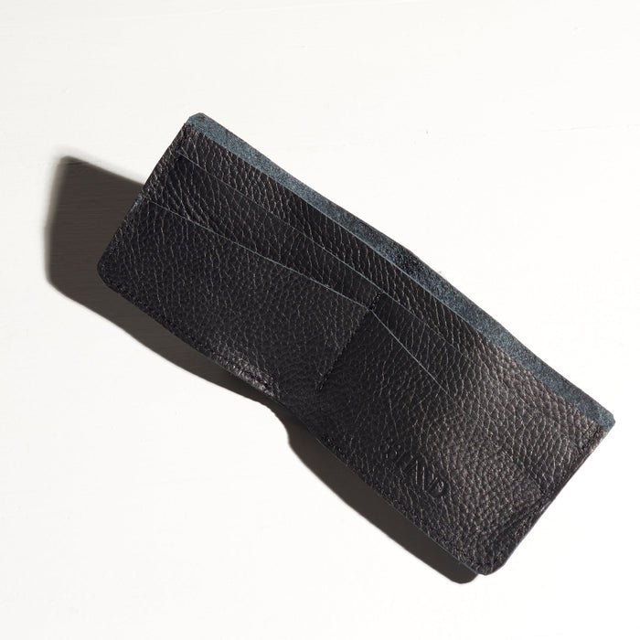 black leather wallet with card slots made by hand in portland maine
