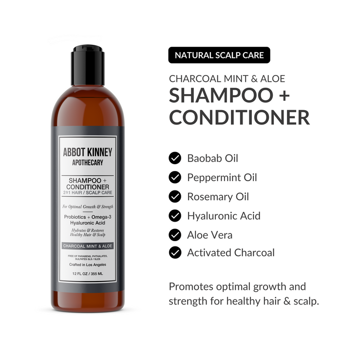 ABBOT KINNEY APOTHECARY Charcoal & Mint 2 in 1 Shampoo and Conditioner