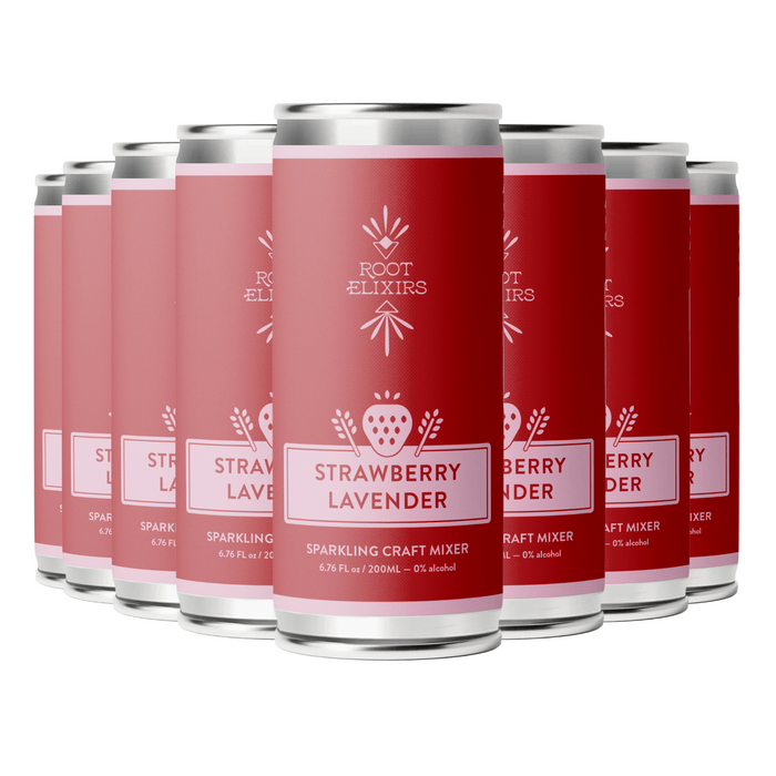 Root Elixirs Sparkling Strawberry Lavender Premium Cocktail Mixer- 8 Cans 7.5 oz by Farm2Me