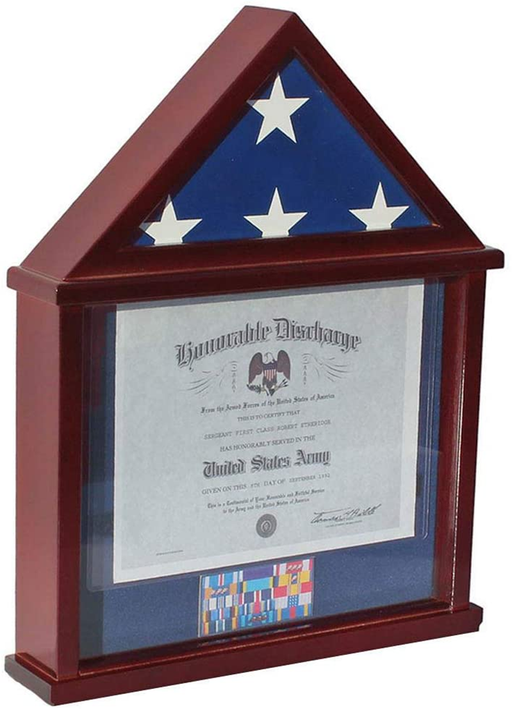 Flag Display Case Shadow Box Frame for 3'X5' Flown Flag (Not for a Casket Draped Flag) Mahogany Finish, Flag Display Case Shadow Box Frame for 3'X5' Flown Flag, The Military Gift Store, American Flag Frames (43)