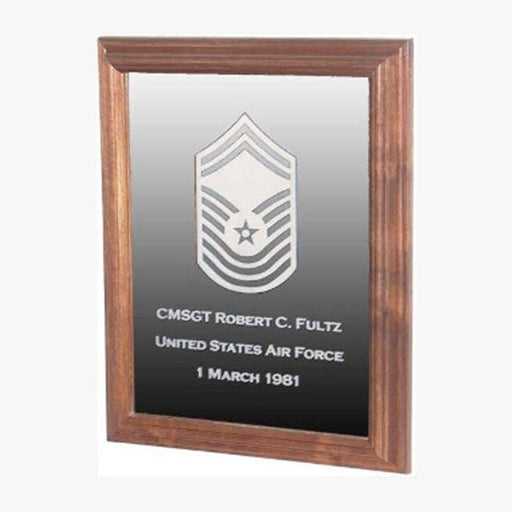 Military Laser Engraved Rank Insignia Mirror Frame - Walnut Material. - The Military Gift Store
