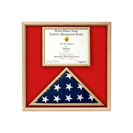 US Marine Corp Flag and Certificate Display Case/ award case - Walnut Material., US Marine Corp Flag and Certificate Display Case/ award case, The Military Gift Store, Flag and Certificate Case