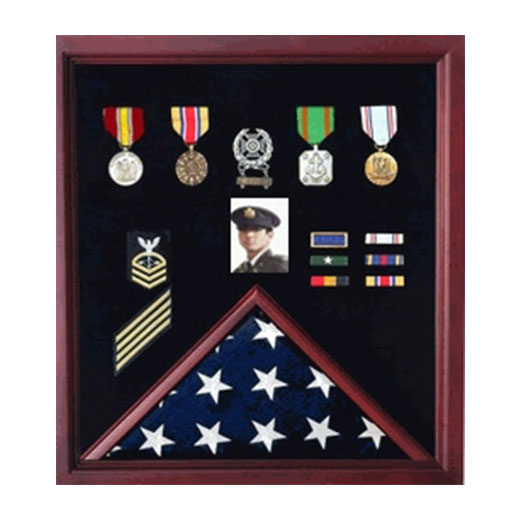 Flag Photo and Badge Display Case - Black Material., , The Military Gift Store, Flag Photo and Badge Display Case