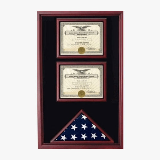2 Certificates Flag Display case - Cherry., , The Military Gift Store, 2 Certificates Flag Display case