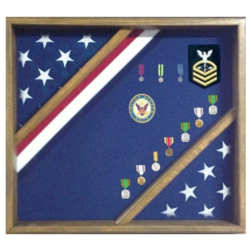 Flag Display Box, Wood Flag Red White and Blue Box - Oak or Cherry Material., Flag Display Box, Wood Flag Red White and Blue Box., The Military Gift Store, Flag and Medal Display Cases