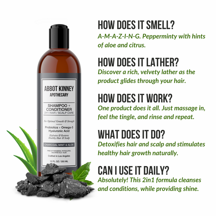 ABBOT KINNEY APOTHECARY Charcoal & Mint 2 in 1 Shampoo and Conditioner