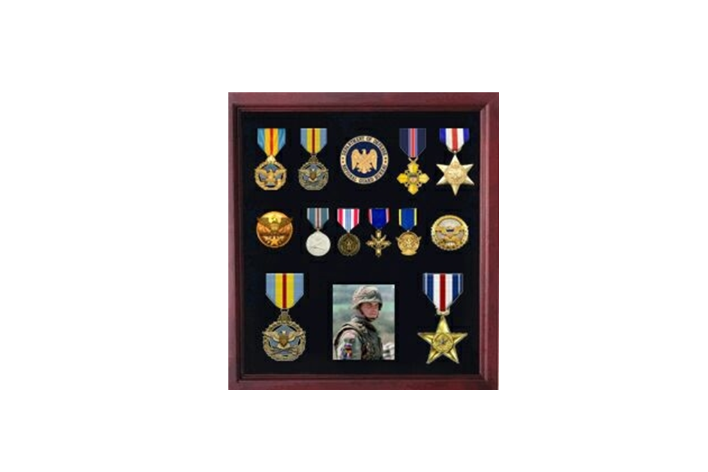 Military Medal Display case, American medal Shadowbox - Cherry Finish, , The Military Gift Store, Awards Case