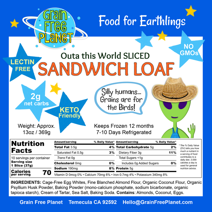 Grain Free Planet Keto Sliced Sandwich Loaf Case by Farm2Me