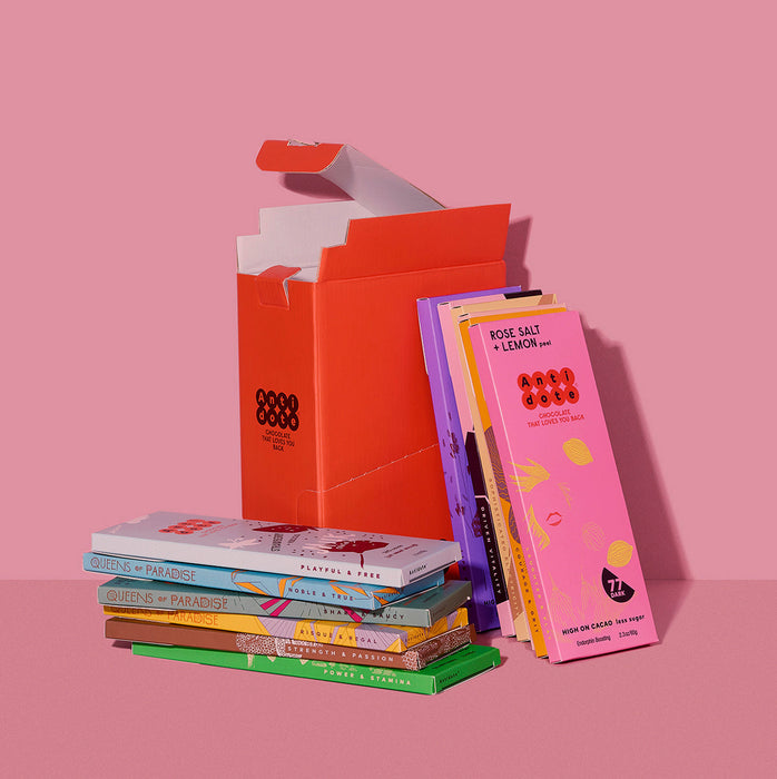 ANTIDOTE CHOCOLATE DISCOVERY BOX of 12 bars by Farm2Me