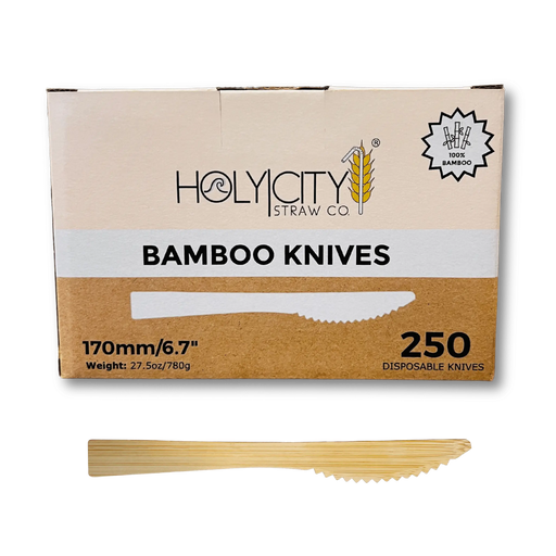 Box of Holy City Straw Company Bamboo knives 250 disposable knives