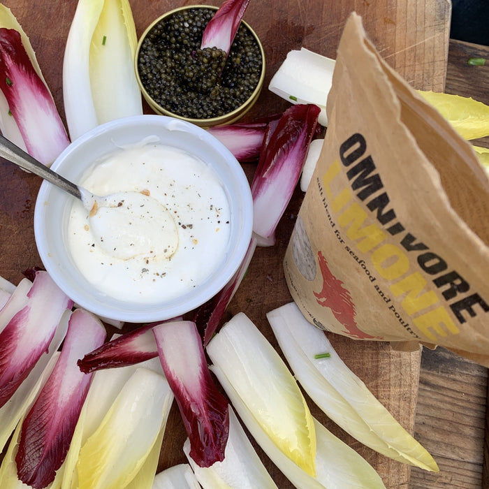 Lemon salt on endive