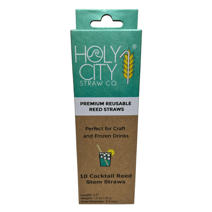 Cocktail Reed Stem Drinking Straws 10 ct Front