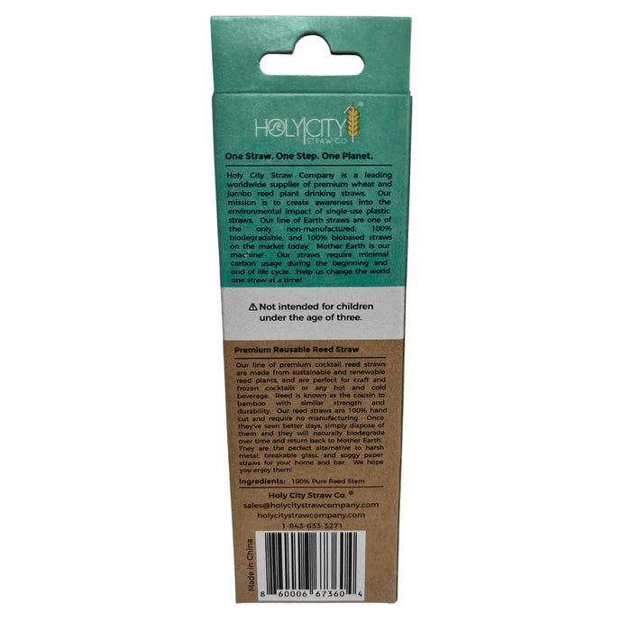 Cocktail Reed Stem Drinking Straws 10ct Back White