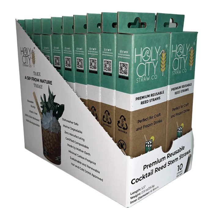 Cocktail Reed Stem Drinking Straws Inner pack 20 boxes 10 ct Left