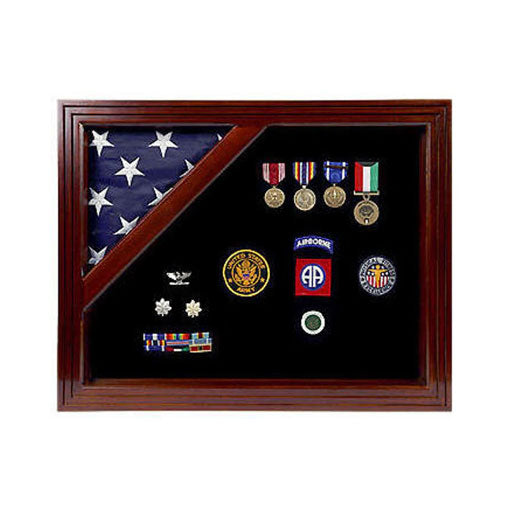 Flag and medal display case, Military flag display frame, Display frame for american flag