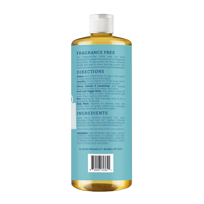 Unscented All in 1 Castile Soap - Thin Formula by Dr. Jacobs Naturals