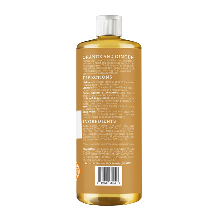 Orange & Ginger All in 1 Castile Soap - Thin Formula by Dr. Jacobs Naturals