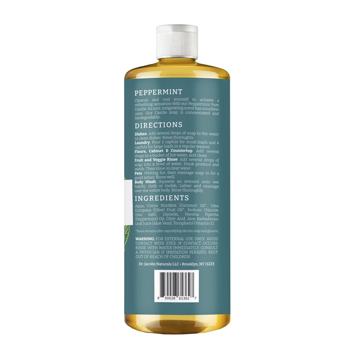Peppermint All in 1 Castile Soap - Thin Formula by Dr. Jacobs Naturals