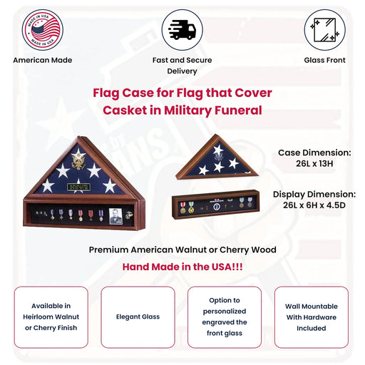 Flag Case for Flag that Cover Casket in Military Funeral., , The Military Gift Store, Flag Case