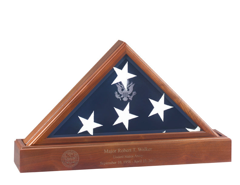 Larhe american flag display case, Flag and a stand display