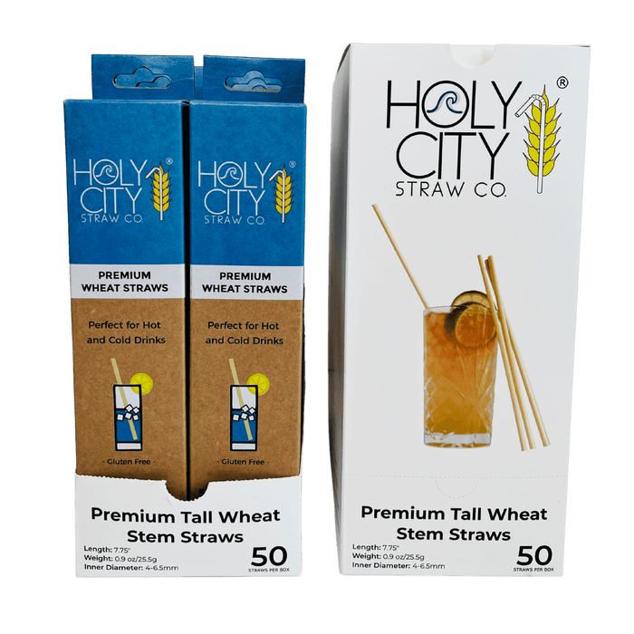 Holy City Straw Tall Wheat Drinking Straws | Inner Pack | 10 x 50ct. Boxes by Farm2Me