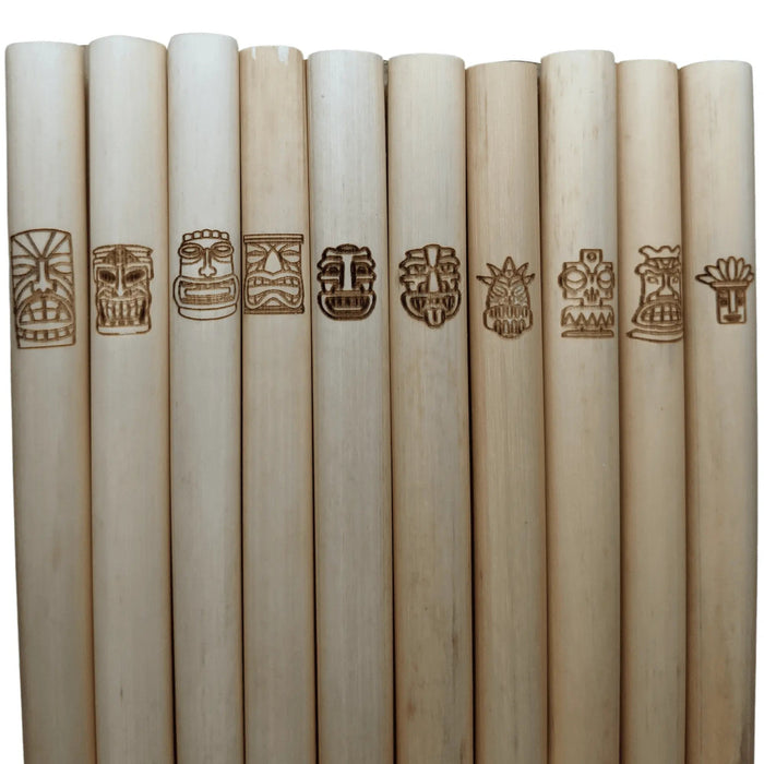 Holy City Straw Company Tiki Collector Series Branded Reed Straws 10 pack masks