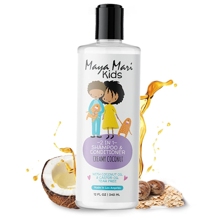 Maya Mari Kids 2-in-1 Shampoo and Conditioner With Coconut Oil and Castor Oil, Creamy Coconut and Lime Twist, Tear-Free, 12 oz by  Los Angeles Brands