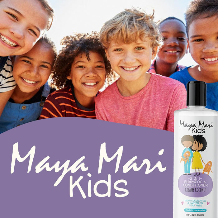 Maya Mari Kids 2-in-1 Shampoo and Conditioner With Coconut Oil and Castor Oil, Creamy Coconut and Lime Twist, Tear-Free, 12 oz by  Los Angeles Brands