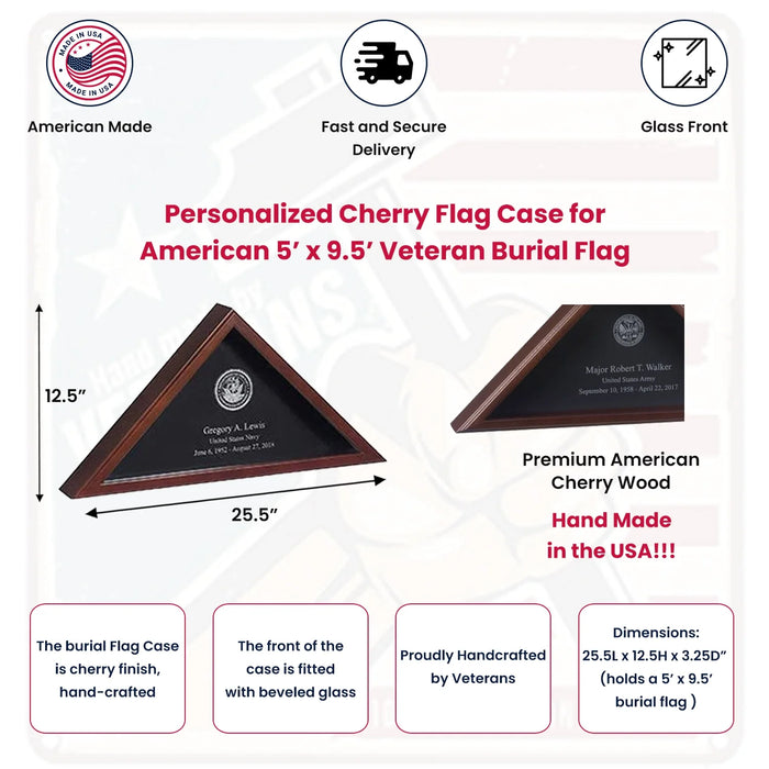 Personalized Flag Display Case, , The Military Gift Store, Personalized Flag Display Case
