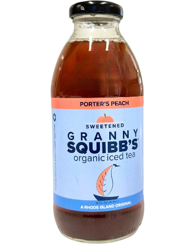 Granny Squibbs Porter's Peach Sweetened Organic Iced Tea Bottle - 12 bottles x 16 oz case by Farm2Me