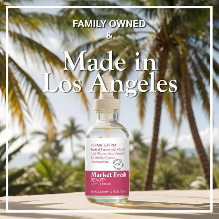 Market Fresh Beauty Retinol Repair & Firm Serum with Niacinamide, Glycolic, Ferulic Acid | Fragrance-Free | 2 fl oz by  Los Angeles Brands