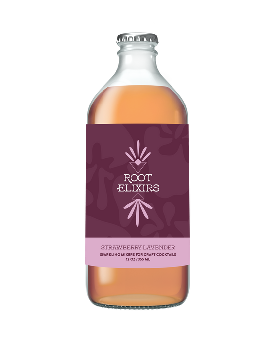 Root Elixirs Sparkling Strawberry Lavender Premium Cocktail Mixer Bottles - 12 Pack x 12 oz Bottle by Farm2Me