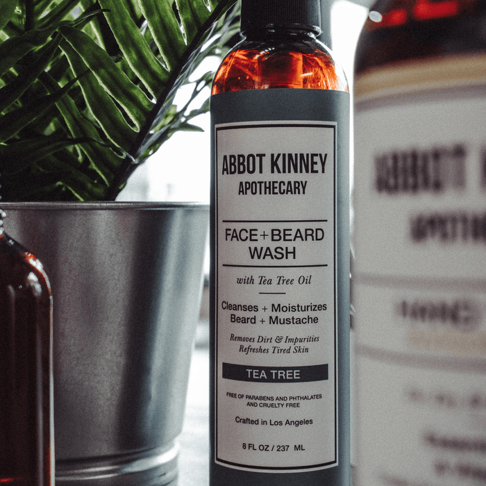 Abbot Kinney Apothecary Face + Beard Wash with Tea Tree Oil - 8 FL OZ - Face, Beard, and Shave Gel (UPC 850034020358) Men's Grooming Los Angeles Brands