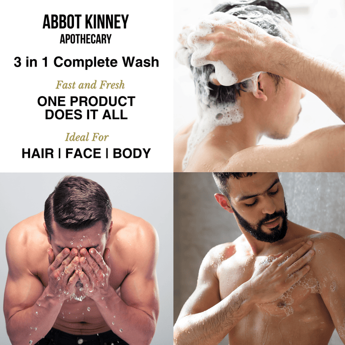Abbot Kinney Apothecary Men's 3-in-1 Moisturizing Shampoo, Conditioner, and Body Wash - Energizing Citrus 32oz Men's Grooming Los Angeles Brands