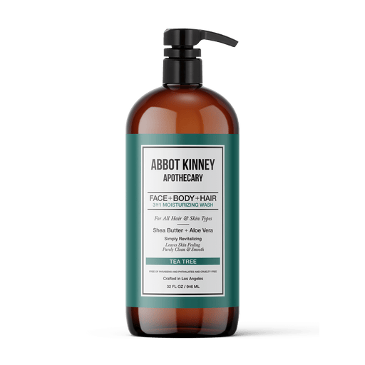 Abbot Kinney Apothecary Men's 3-in-1 Moisturizing Shampoo, Conditioner, and Body Wash, Tea Tree 32oz Men's Grooming Los Angeles Brands
