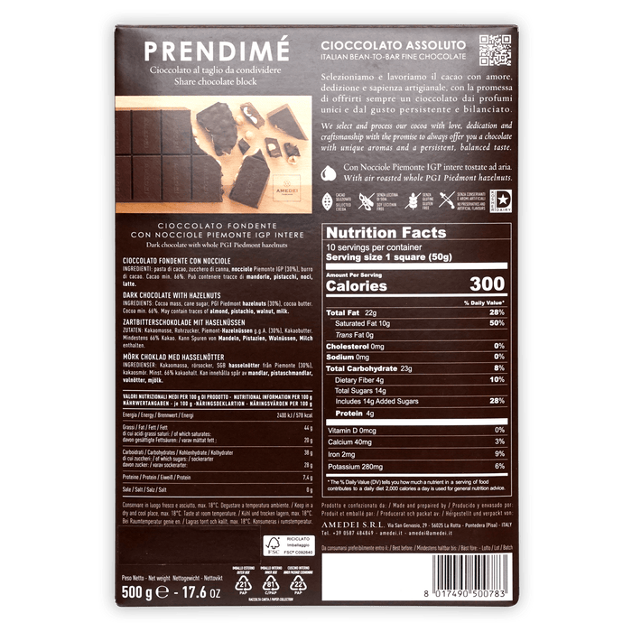 Amedei Prendimé Dark Chocolate w/ Hazelnuts 66% (500g) by Farm2Me